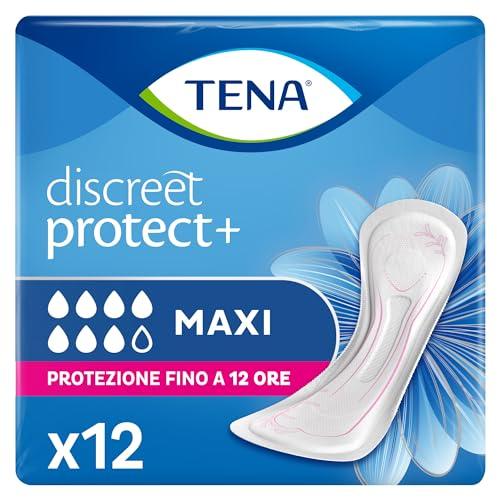 TENA Discreet Maxi - Assorbenti per Perdite Urinarie Femminili, Discreti e Confortevoli, 12 Pezzi