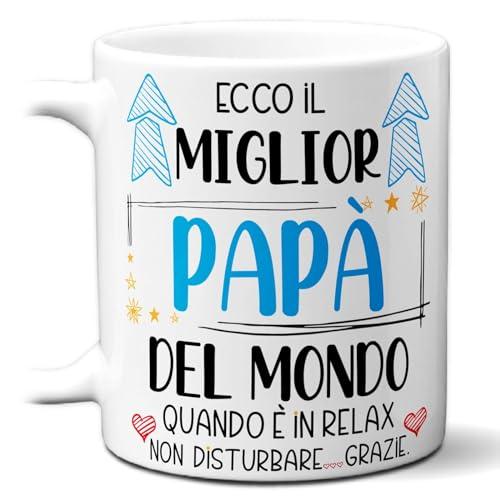 STAMPATEK Tazza Regalo Miglior Papà, Regalo Festa del Papà, Idea Regalo compleanno uomo, Tazza Miglior Papà del Mondo in Relax - MUG175