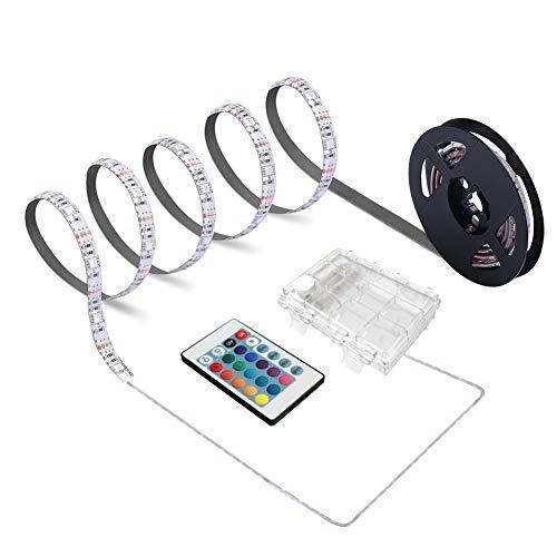 Striscia Led a Batteria Decorare per DIYer: Autoadesivo 2M LED Alimentate a Batteri Telecomando a 24 Pulsanti Dimmerabile - Decorazione D'interni fai da te