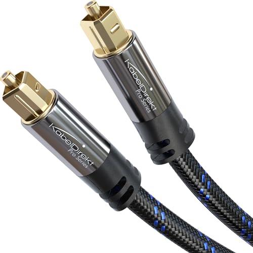 KabelDirekt – Cavo TOSLINK, cavo audio ottico con perdita di segnale dello 0% – 1,5 m – Fibra ottica (S/PDIF, soundbar, XBO/PS, intrecciato in Nylon)