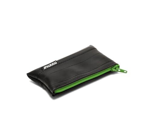 MNMUR Portafoglio piccolo Portamonete Uomo slim, sottile fatto con camere d’aria usate delle biciclette, Dimensioni cm 10x6, Mini portafoglio portamonete (Chiusura lampo verde)