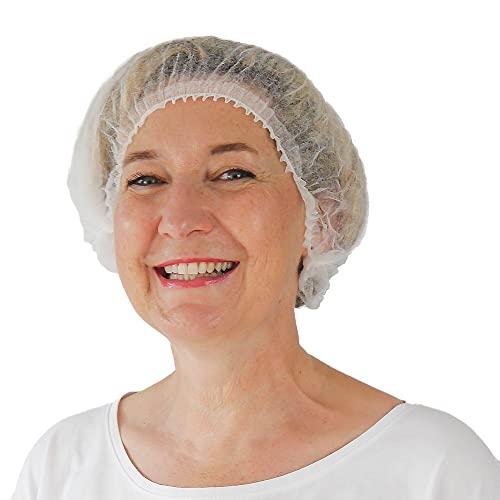 100x ARNOMED® Cuffie Monouso per Capelli 55 CM Bianco, Cuffia Monouso per la Testa, Copricapo per Chirurgiche, Doccia & Igiene -Cuffie Usa & Getta Capelli, Retine per Capellii Alimentari