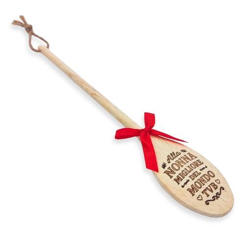 NM Idee Regalo Cucchiaio in Legno per Regalo Festa dei Nonni, Pensierino di Natale dai nipoti o Compleanno della Nonna - 30cm Made in Italy con Incisione Laser Indelebile