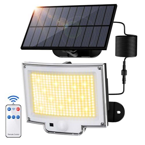 SIGRILL Faretti Solari a LED da Esterno con Sensore di Movimento, 318 LED Luce Solare Led Esterno con 3 Modes, 5M Cavo, Lampada Solare da Esterno