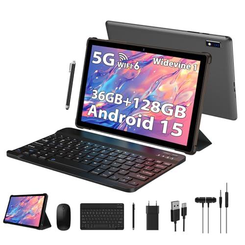 PIXPEAK Tablet 10 Pollici Android 15.0 Con 5G WiFi Octa-Core 2.0GHz, 36GB RAM, 128GB ROM (TF 1TB), 8000mAh, 5MP+8MP, Widevine L1-Tablet con Tastiera, Mouse, Custodia, Auricolari Inclusi - Grigio