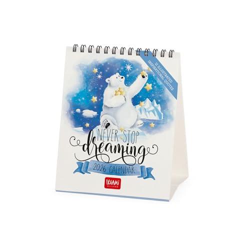 Legami - Calendario da Tavolo 2026, Aphorisms, Calendario da Scrivania, 12 Mesi e Planner Annuale, in 6 Lingue, Segni zodiacali, Festività internazionali, 12 x 14.5 cm