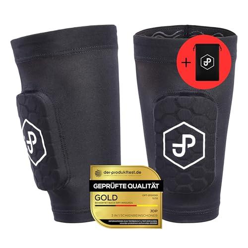 JDP Premium 3 in 1 parastinchi con parastinchi integrato (dimensioni pad 10 x 6 cm), parastinchi di alta qualità con calzettoni da calcio, parastinchi da calcio, per uomo e donna e bambini