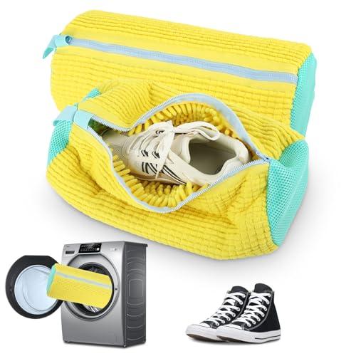 2 Pezzi Sacchetto Scarpe Lavatrice - Sacca per Lavare le Scarpe in Lavatrice - Lava Scarpe Lavatrices, con Peluche di Pulizia a 360° e Cerniera, Adatto per Lavatrices e Asciugatrice