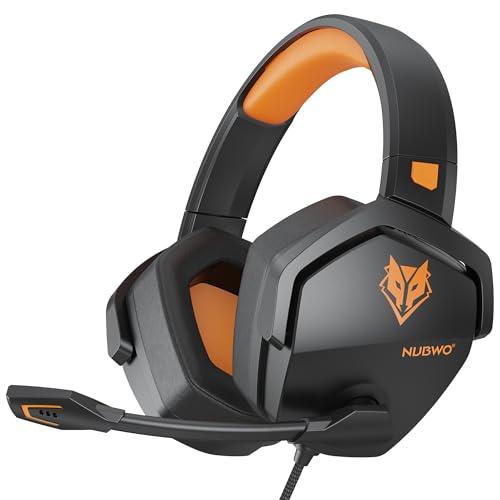 NUBWO Cuffie Gaming per PS4, PS5, PC, Xboxone, Cuffie con Microfono Over-Ear con Cancellazione del Rumore per Computer Portatili NS Games - Giallo