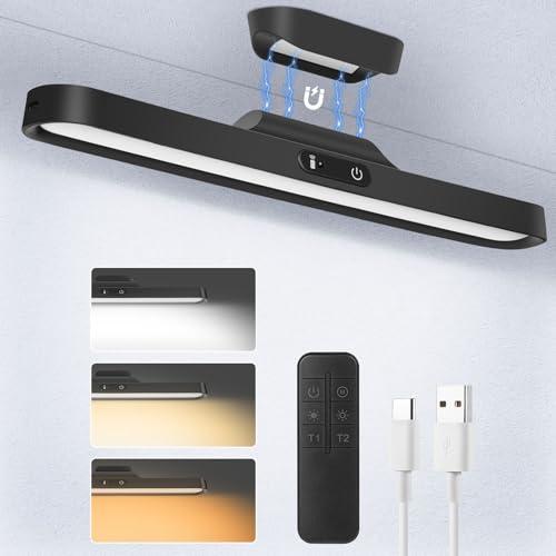 vsshe Lampada da Specchio a LED per Bagno, 4W 32cm 400LM LED Sottopensile, Ricaricabile e senza fili Bagnos Luce per Trucco, 3 colori regolabili,controllo touch,con telecomando e timing,nera