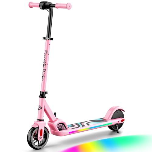 FanttikRide C9 Pro Monopattino Elettrico per Bambini 120-160 cm, Luci Arcobaleno Colorate, 8/13/16 km/h, Autonomia di 8 km, Display LED, Altezza Regolabile, Pieghevole, per Bambini fino a 60 kg, Rosa
