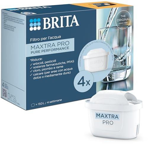 BRITA Filtro acqua rubinetto MAXTRA PRO Pure Performance (ex All-in-1) confezione da 4 filtri - Riduce cloro, calcare, PFAS e metalli, filtro originale compatibile con caraffa acqua filtrante BRITA