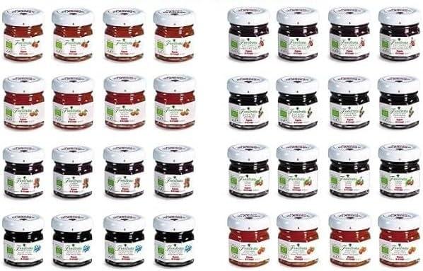 Rigoni di Asiago - Marmellate BIOLOGICHE Monodose Assortite in 8 gusti, 32 pezzi x gr. 25 Ognuno. Barattolini di Vetro Monoporzione, 2.92 kg