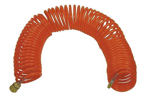 ABAC Tubo flessibile spiralato per aria compressa, diametro esterno 8 mm e diametro interno 6 mm. Completo di raccordi ad innesto rapido universali alle estremità. Lunghezza 15 metri