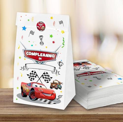25 Sacchetti di carta Regalo compleanno fine festa bambini + 25 adesivi chiudibusta, Sacchetti di Carta per alimenti - Sacchettini Compleanno per confezione Regalini fine festa C.S.