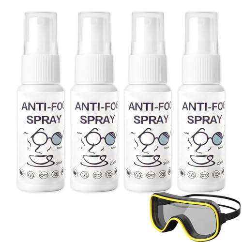 kelav 4 Pezzi Spray Pulizia Occhiali, 20ml Mite Antiappannamento di Lunga Durata Spray Pulizia per Occhialini da Nuoto e Parabrezza