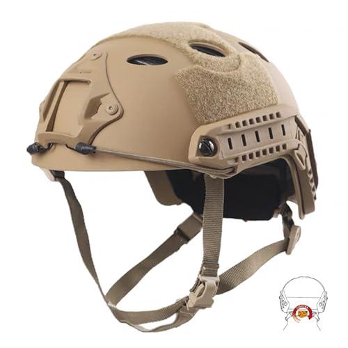 Tactical veloce Casco con occhiali Military Tactical Helmet CS Airsoft SWAT Paintball della base di Casco Protettivo (Adjust+DE)