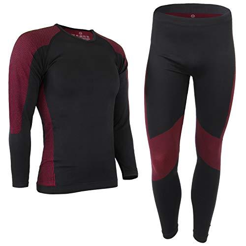 ALPIDEX Biancheria Intima Termica Uomo Funzionale sottotuta Sci Traspirante riscaldante Autunno Inverno, Taglia:S/M, Colore:Nero-Rosso
