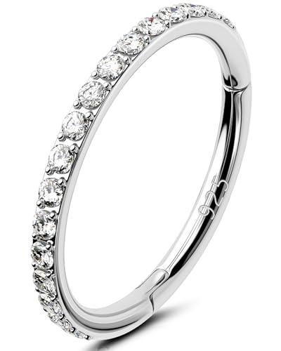 OUFER 20G Piercing Naso Argento 925 Anello Naso CZ Trasparente Seamless Open Piercing Naso Nostril 8 mm Nose Ring Piercing Naso Donna Anellino Nose Hoop