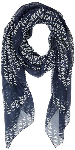 Armani Exchange Essential, Stampato Scarf, Blu, Taglia Unica Donna