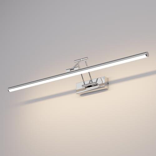 Klighten Led Lampada Da Specchio Bagno 70cm,Lampada Da Parete Rotante Ip44,24W 1650LM Luce Specchio Bagno Led,Applique Moderno In Alluminio,Bianco naturale 4000K,Cromo