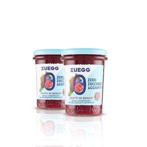 Zuegg, Composta Zero Zuccheri Aggiunti Frutti di Bosco, 60% di Frutta, Solo 10 Calorie per Porzione - Senza Glutine, Senza Conservanti ed Edulcoranti Artificiali, Prodotto Vegano (2 x 220 grammi)