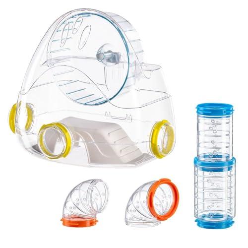 Ferplast Set Tubi Criceto, Accessorio Gabbia per Criceti, Totale 4 pezzi, include Palestra con Ruota per Criceto, Tunnel Criceto con Fori di Aerazione, e Raccordi, KIT GYM, Giochi per Criceti