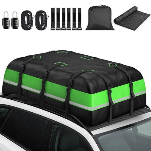 Borsa da Tetto per Auto 595 L Box da Tetto Auto Pieghevole Impermeabile 1000D Oxford con 6 Cinghie Robuste 2 Serrature Codice Tappetino Antiscivolo e Borsa Portaoggetti per Auto SUV Pickup Viaggi