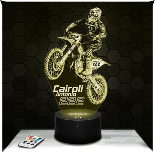Lampephoto.fr - Lampada 3D Moto Cross A. Cairoli, Luce Notturna Tattile Moto Cross A. Cairoli, Illusione 3D Led, Idea Regalo di Natale per Ragazzi e Ragazze Lampada da Comodino per Bambini o Adulti