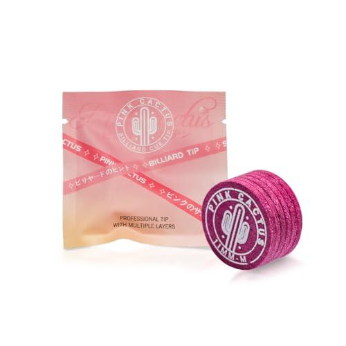 KONLLEN Cactus rosa dal Giappone Punta per stecca da biliardo, punta da 11 mm/14 mm in pelle di maiale multistrato con S/M/H per accessori da biliardo e biliardo