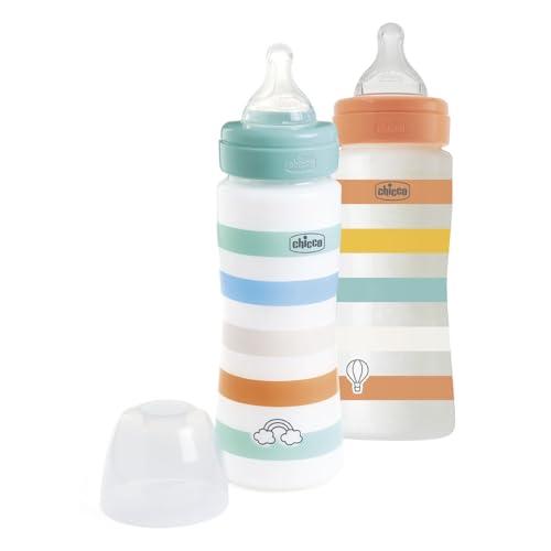 Chicco Set Biberon e Ciuccio, Confezione Risparmio, Set di 3 Biberon Anti-colica, 1 Ciuccio In Silicone