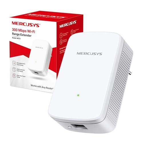 Mercusys TP-Link ME10 Ripetitore Wireless WiFi Extender e Access Point, Velocità Single Band 300Mbps, Porta LAN, Potenzia la tua Copertura Wi-Fi, Compatibile con Modem Router