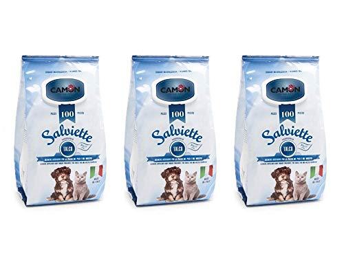 Camon - 300 salviette deodoranti per cani e gatti, formato maxi, profumo di talco