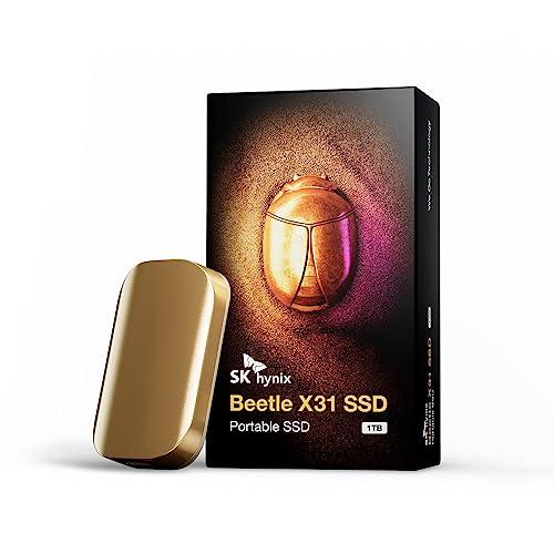 SK Hynix Beetle X31 1TB SSD Esterno con DRAM, fino a 1050MB/s, USB 3.2 Gen2, Hard Disk SSD Esterno Portatile compatibile con PC Windows, Mac, Android, Console di gioco (Champagne Gold)