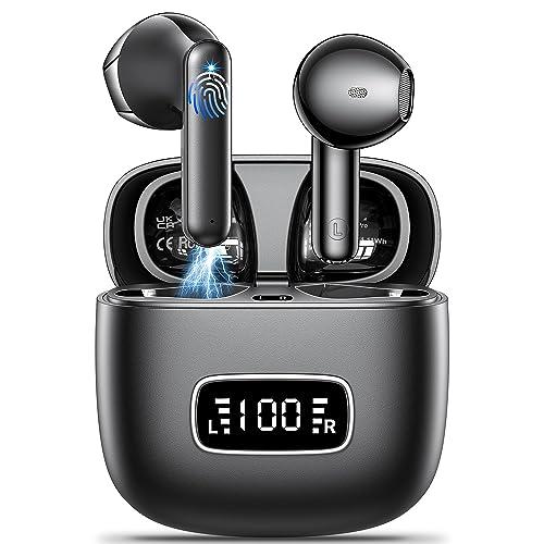 Cuffie Bluetooth, Auricolari Bluetooth 5.3 con 4 HD ENC Cancellazione Rumore Mic Cuffie Wireless In Ear HiFi Stereo Cuffie Wireless Bluetooth LED Display Cuffie Senza Fili 42Ore IP6 Impermeabili Nero