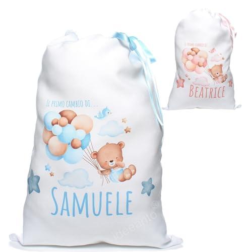 Sacchetto porta corredino personalizzato con il nome del tuo bambino bambina chiusura a coulisse sacca primo cambio neonato