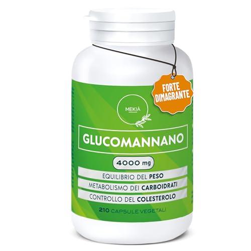 Mekià® GLUCOMANNANO FORTE PURO 4000 mg per dose giornaliera, 210 Capsule, + Cromo, soppressore dell'appetito. Brucia grassi potente e veloce,aiuta la perdita di peso. Integratore ad alto Dosaggio.