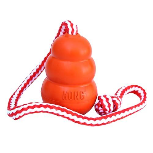 KONG Aqua Floating Fetch Toy - Giocattolo Per Cani - Per Giocare ed Esercitare in Acqua - Con Inserto in Schiuma e Corda per il Lancio - Arancione - Per Cani Medi