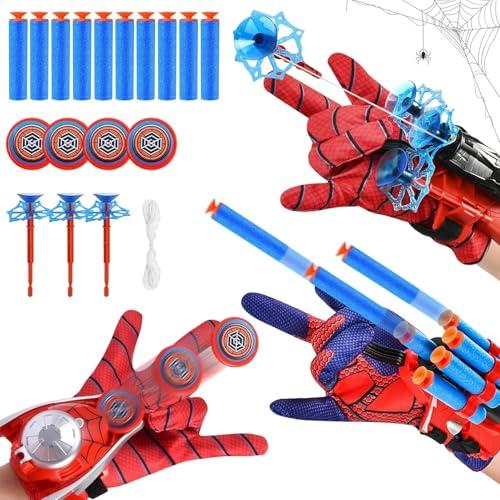Taufe Set di 3 Spider Guanti per Bambino,Spara Ragnatele Spider,Maschera Spider Launcher Glove,Guanti Spider Bambino,Spider Glove Launcher Set,Spider Giocattolo Giocattoli da Polso Set