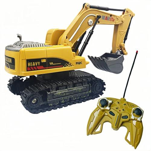 LioMaxi 1:24 Scala 6 Canali Escavatore Telecomandato per Bambini, Escavatori Radiocomandato,Escavatore Idraulico per Ragazzi con luci,demo a un tocco, Sand Digger Regali per Bambini dai 4-7 Anni.