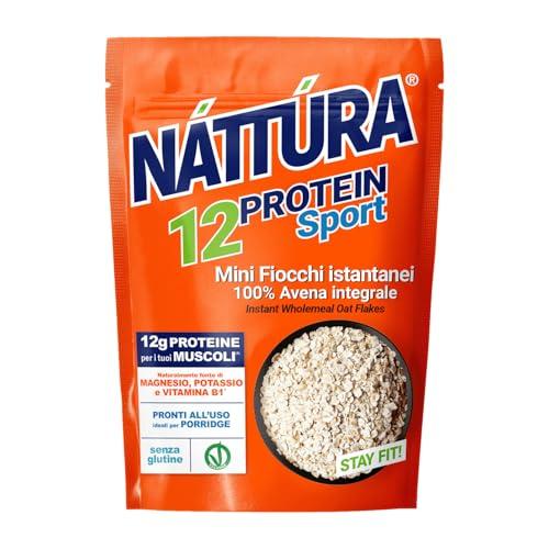 NATTURA PROTEIN SPORT Mini Fiocchi d'Avena Istantanei, Avena 100% Integrale, Ideale per la Preparazione del Porridge Istantaneo, Ricchi di Fibre, 12% di Proteine, 350 g
