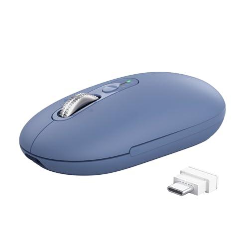 Trust Seron Mouse Wireless con Rotellina Ultra Rapida e Scorrimento Orizzontale, Bluetooth + 2.4GHz, 65% Plastica Riciclata, Pulsanti Silenziosi, Mouse Bluetooth Multi-Dispositivo per PC Mac, Blu