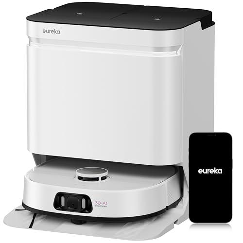EUREKA J15 Ultra Robot Aspirapolvere Lavapavimenti, Potente Aspirazione 19.000 Pa, Lavaggio Mocio ad Acqua Calda a 75℃, Mappatura con AI, Pulizia Avanzata dei Bordi, Stazione Autopulizia