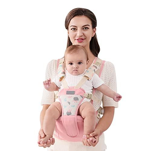 SONARIN Traspirante Semplice Hipseat Marsupio,Marsupio Neonati con Sedile Multifunzionale Portantina Ergonomico Porta Bambino Fascia Porta Bebè per Neonati Bambini 0-36 Mesi(Rosa)