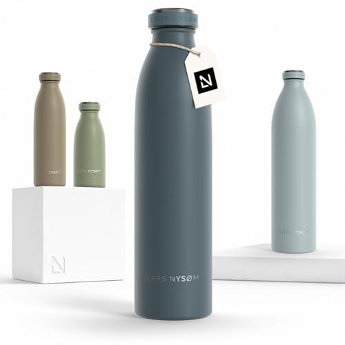 LARS NYSØM Borraccia Termica 750ml in Acciaio Inox | Bottiglia isolata 0.75 litro | Bottiglia d'Acqua a Tenuta stagna per Sport, Bicicletta, Cane, Bambino, (Stone Blue, 750ml)
