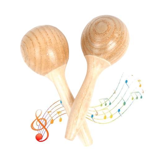 GXGM 2 Pezzi Maracas di Legno Giocattoli,Legno Sonaglio,Giocattoli Educativi Musicali Shakers,Percussioni a mano Strumento musicale Sonaglio,Bambini Musicale Favore