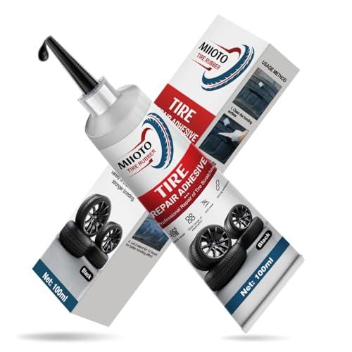 Miioto Mastice per Riparazione Pneumatici, Ripara Gomme Auto, Colla Riparazione Pneumatici, Ripara Buchi e Crepe, Riparazione Gomme Auto/Bici/Moto -100ml