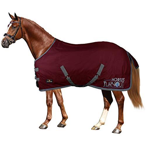 Horses, Coperta da Paddock per Cavallo Turnout 400 gr, Impermeabile, Resistente, Imbottita, con Cinghie ad Incrocio, BORDEAUX, 135 cm