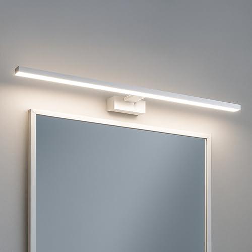MAKA Luce Specchio Bagno LED 12W 840 Lumen, Lampada Bagno Specchio 4000K, Applique Specchio Bagno 60 cm Bianco/Nero IP20, Illuminazione Bagno per Make-Up e Rasatura (Bianco, 4000K)