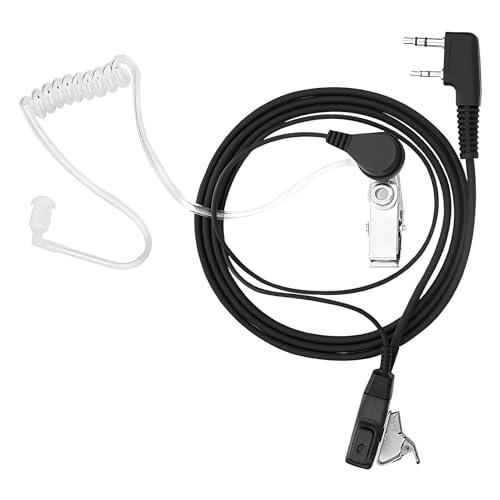 Cuffie per Walkie Talkie 2 Pin con Pulsante PTT, Auricolare Walkie Talkie Compatibile con Kenwood, Baofeng UV-5R e Altri Modelli, Ideale per Comunicazioni in Ambienti Rumorosi